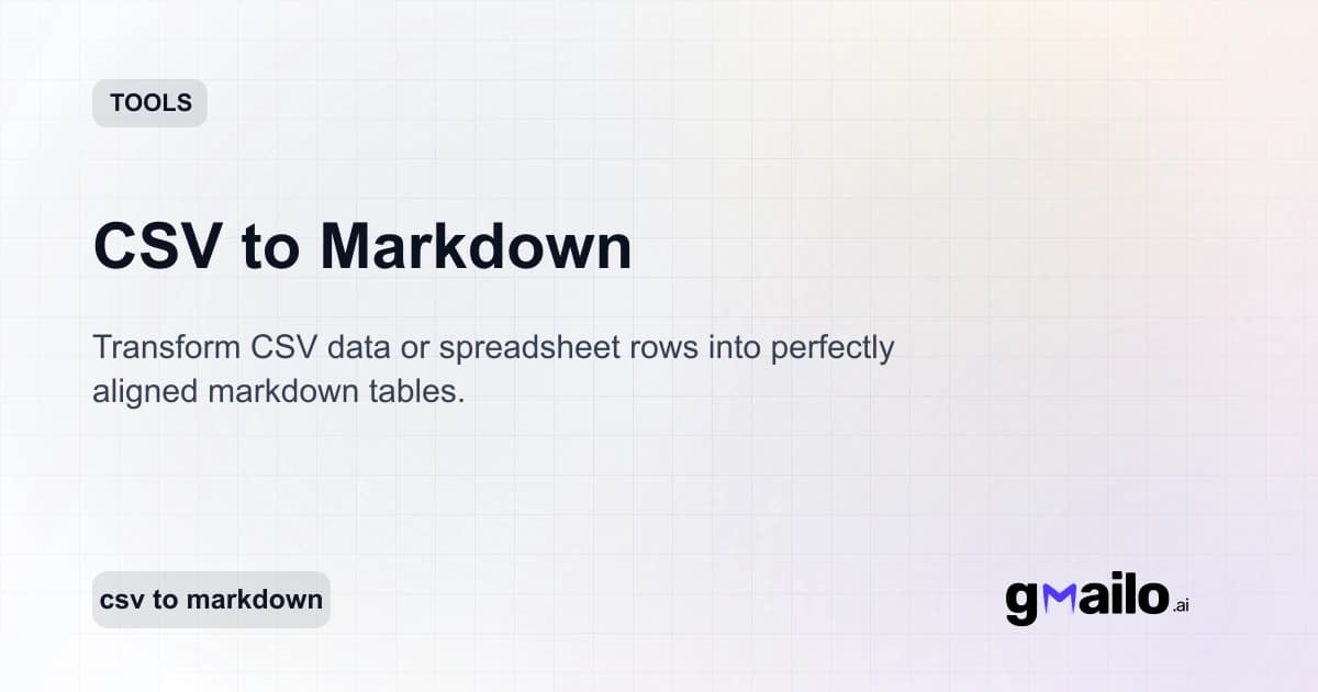 CSV to Markdown thumbnail